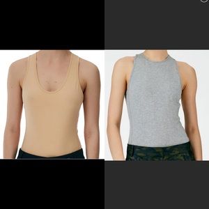 COPY - Tibi T-Shirt Crewneck Racerback Bodysuit HEATHER GRAY